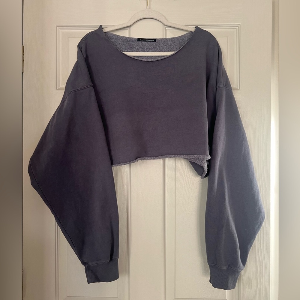 Brandy Melville Cropped Sweatshirt Medium Blue